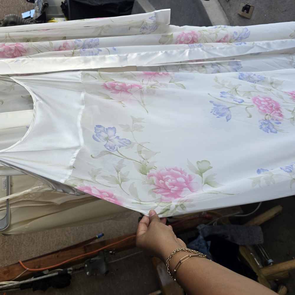 Floral Chemise in White with Pink and Blue Accents